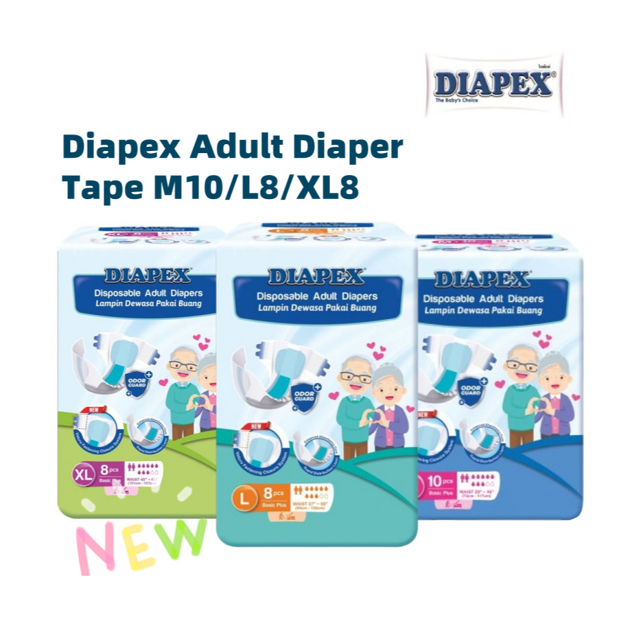 DIAPEX ADULT DIAPERS - TAPE M10 / L8 / XL8 | Shopee Malaysia