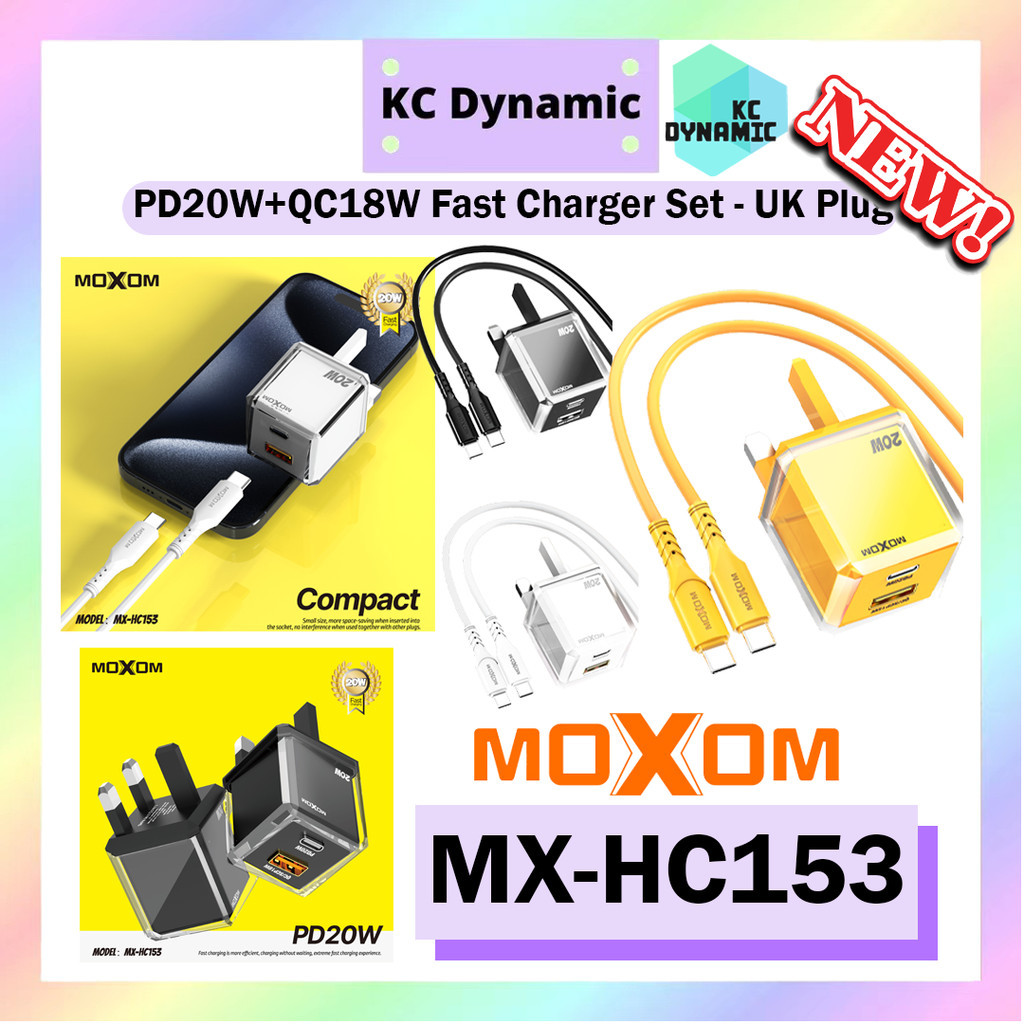 Moxom MX-HC153 PD 20W Dual Port Charger Set PD20W High Power Fast ...