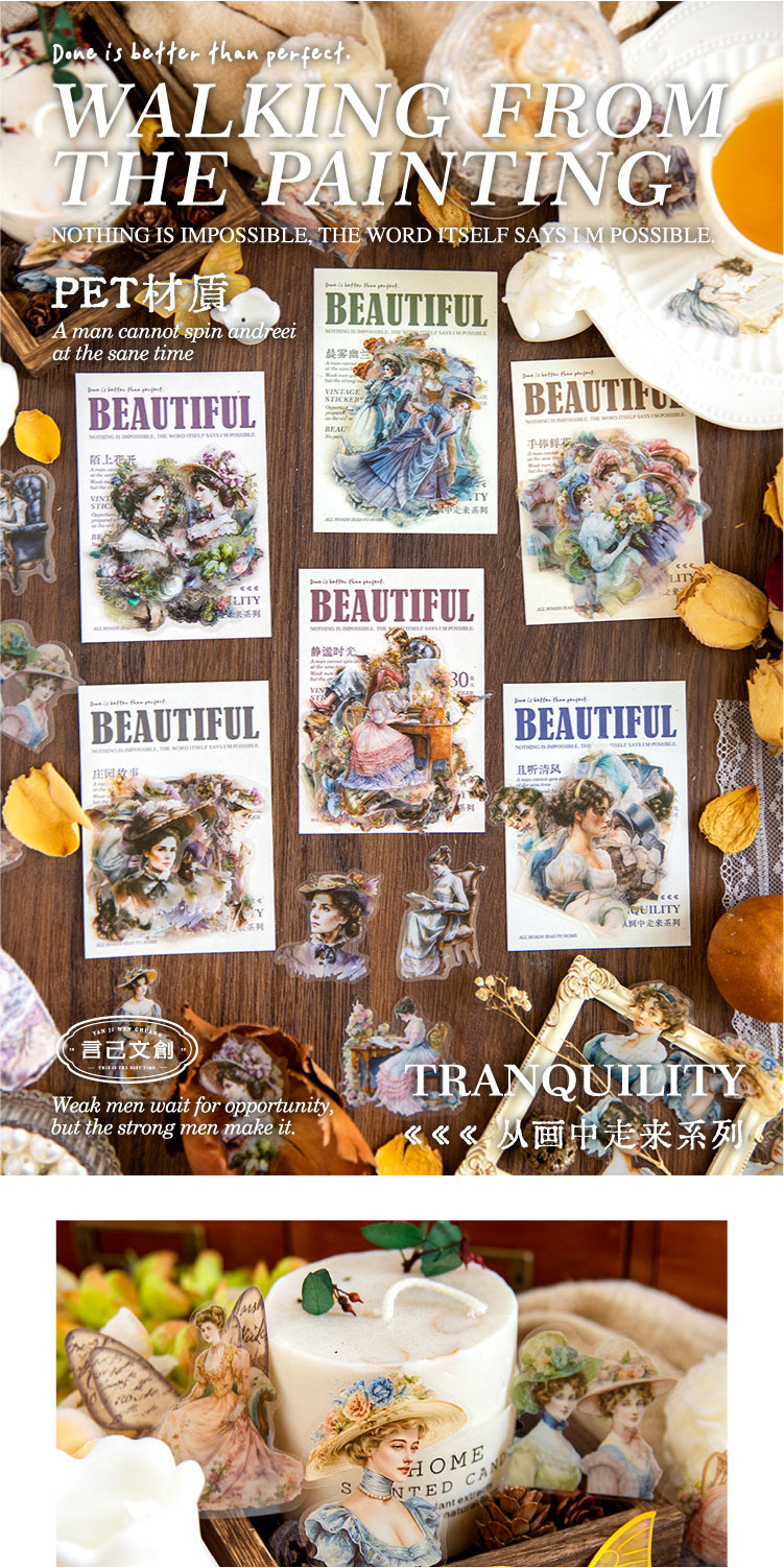Journamm 30pcs/pack Vintage Girly Stickers PET Materials DIY ...