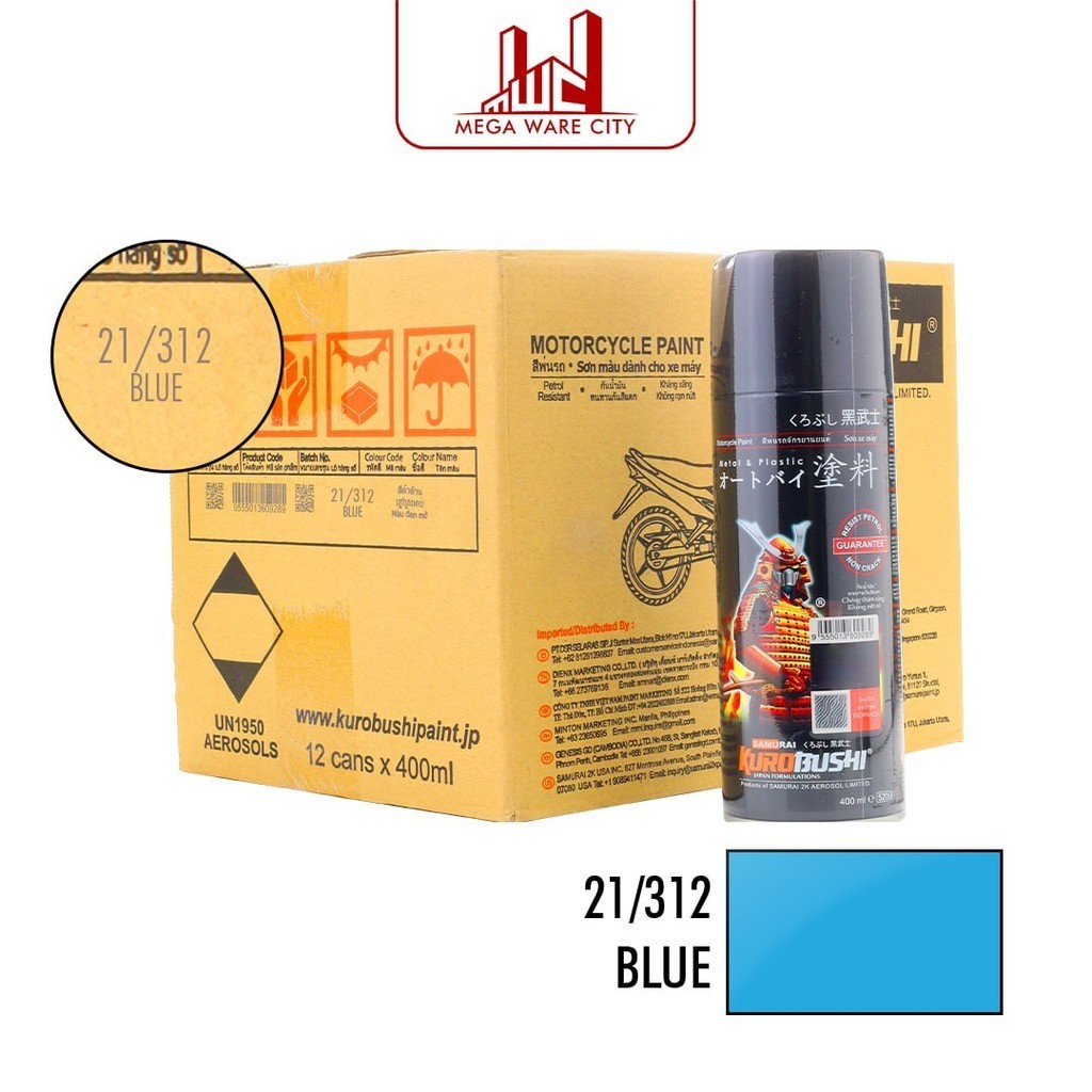 SAMURAI Spray Paint Blue (21) 400ML (12 Cans/Box) Spray Motorcyle Cat ...