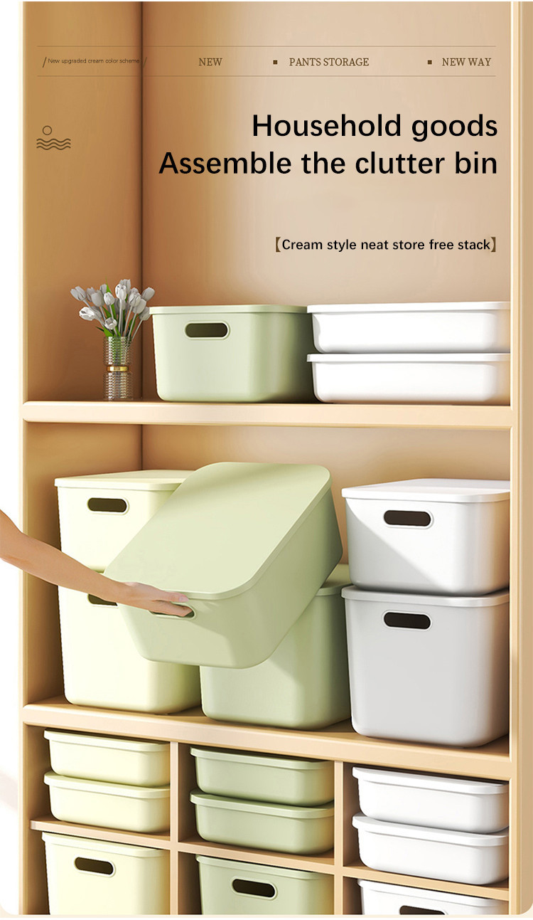 Storage box with lid Household clutter organizer Desktop storage Snack ...
