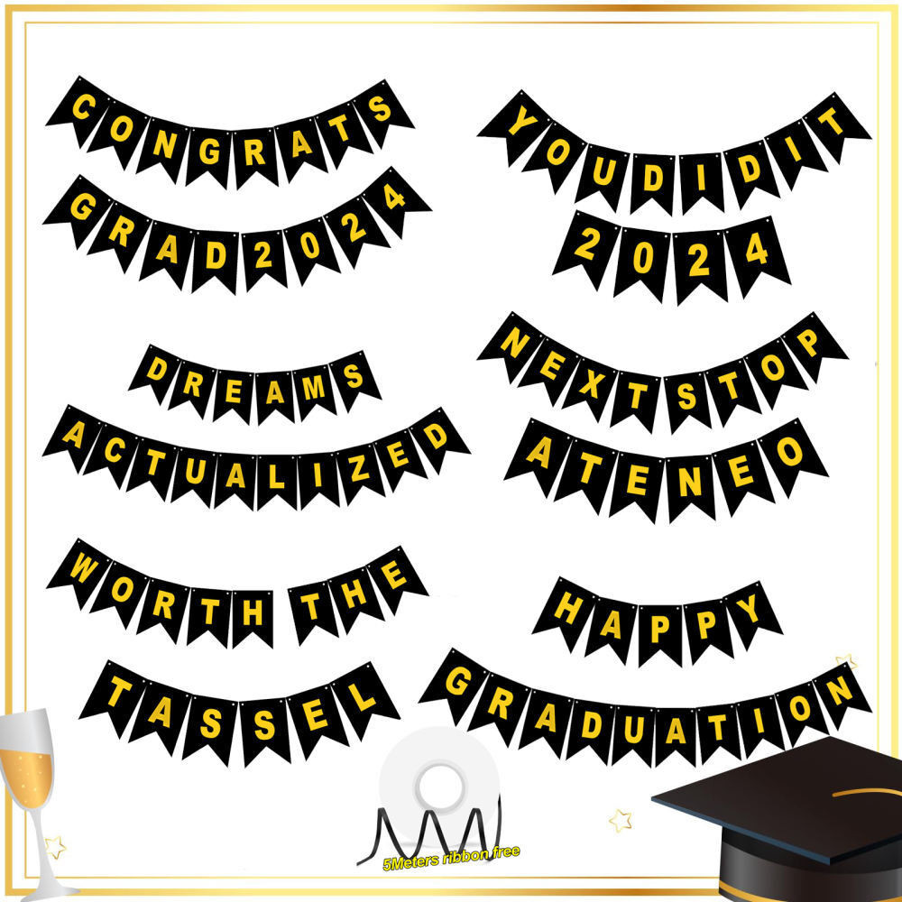 Graduation Party Backdrop Banners Decoration Assorted Phrase Buning ...