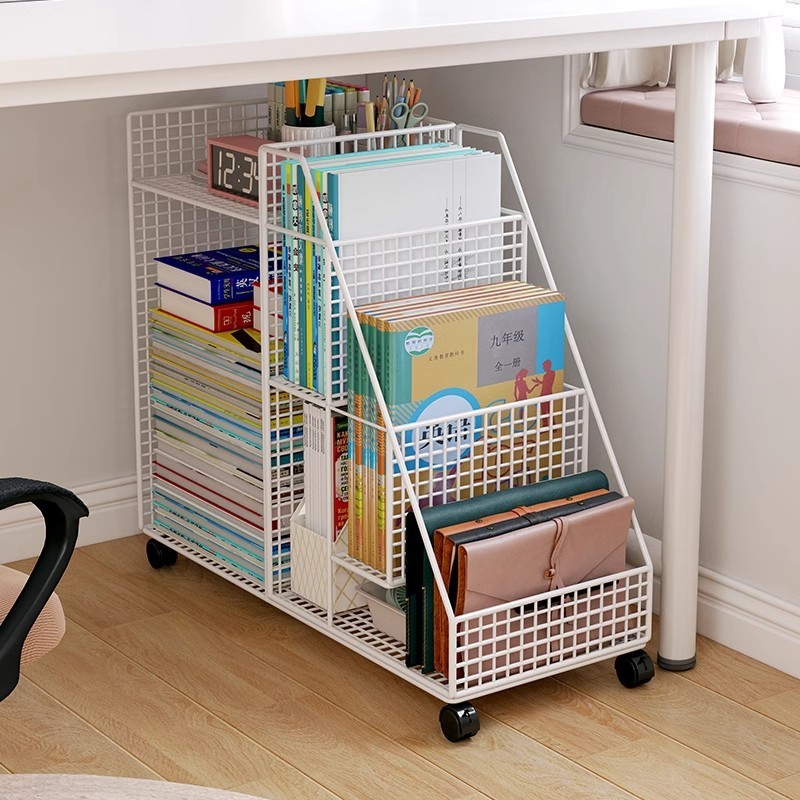 Under Desk Bookshelf Shelf Rack Floor-standing Book Storage Box ...