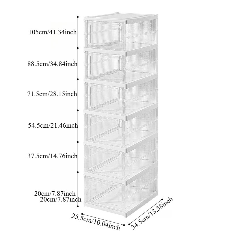 Clear Foldable Shoes Rack with Cover Stackable Shoes Storage Box Simple ...
