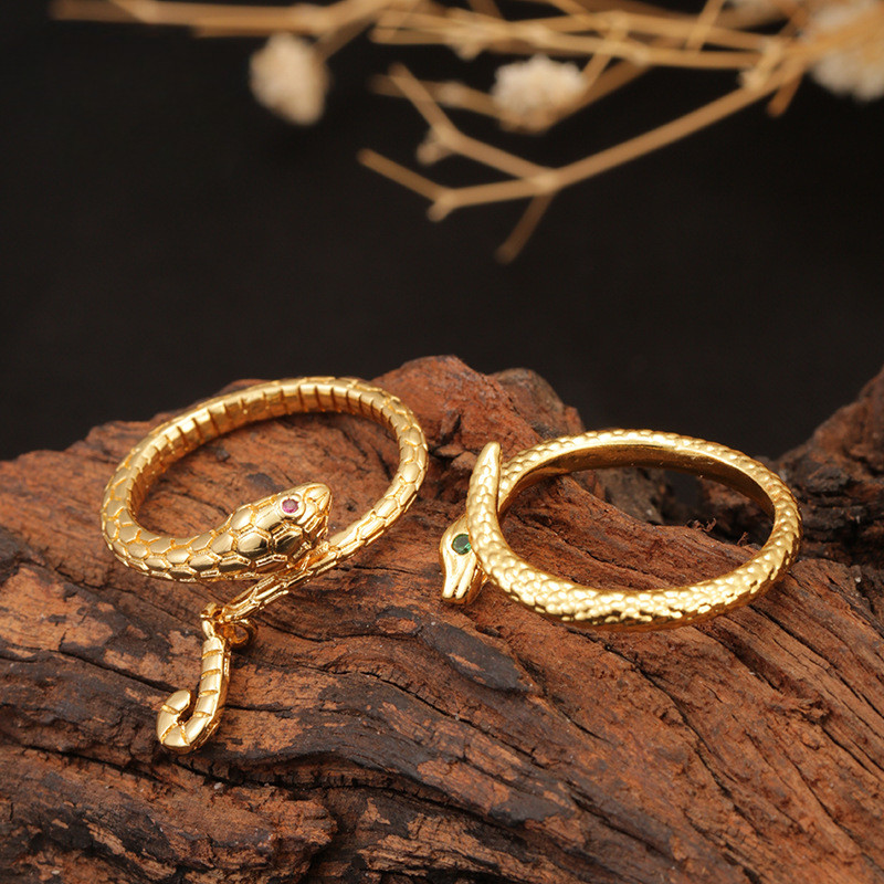 Simple Fashionable Little Golden Snake Winding Ring Female Ancient ...