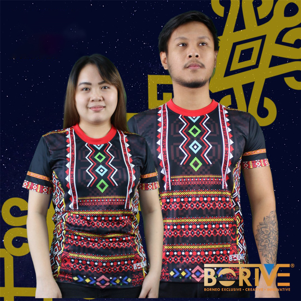 Baju Batik Jersey Traditional Etnik Sabah Sarawak- Round Neck 5 ...