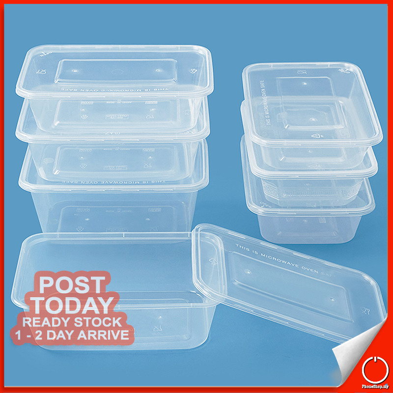 𝟏𝟎/𝟐𝟎𝐏𝐂𝐒 Plastic Rectangular Food Container Disposable CB Ware Box ...