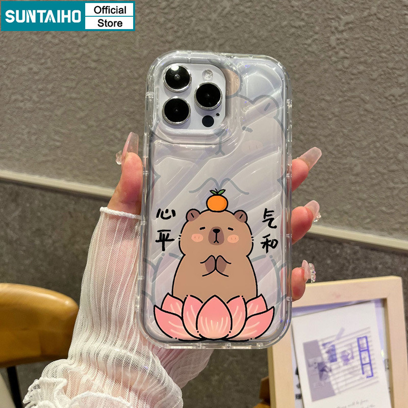Suntaiho Funny Casing Wooden Fish Capybara Pattern Phone Case for ...