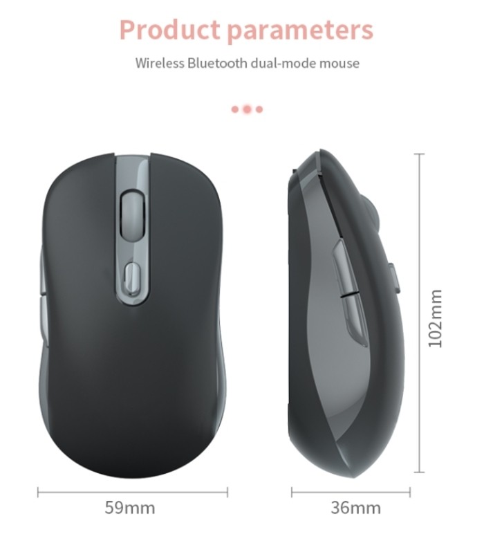 Ergonomics Portable Dual Mode Wireless Mouse Type-C Rechargeable ...