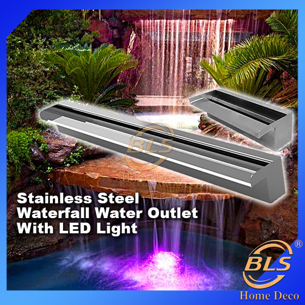 Stainless Steel Waterfall Water Outlet With LED Alur Limpah Air Terjun ...