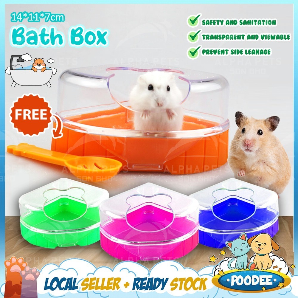 POODEE Portable Hamster Sand Bath-Small Animal Bathroom House for Mouse ...