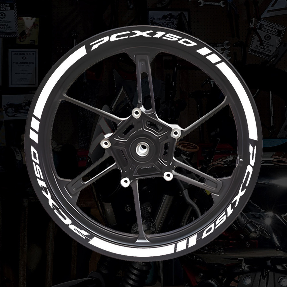 For Honda PCX 150 14'' Inches Motorcycle Wheel Stickers Reflective Rim ...
