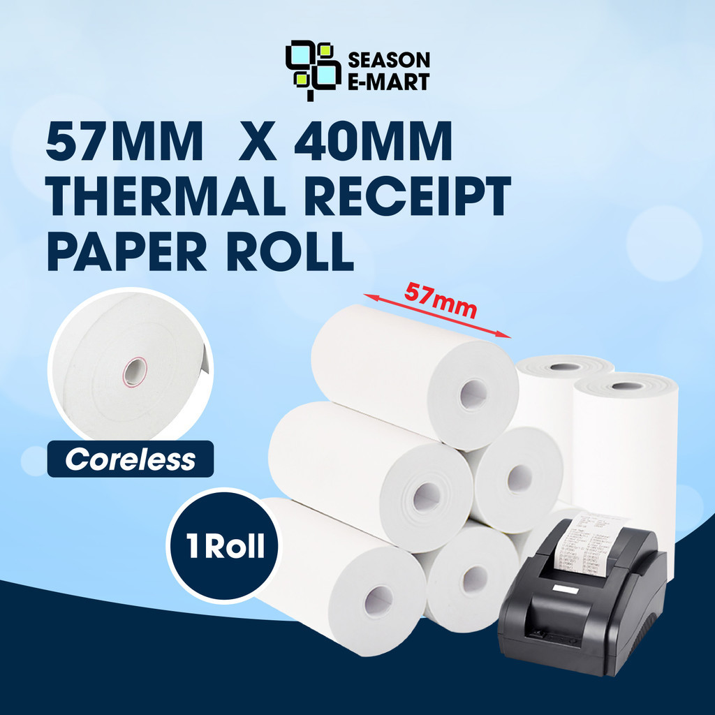 57mm Thermal Paper Coreless Thermal Receipt Paper Roll POS Receipt ...