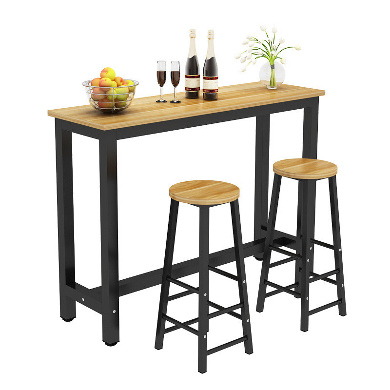 HTW shop Simple Wooden Bar Table with Steel Frame Units High