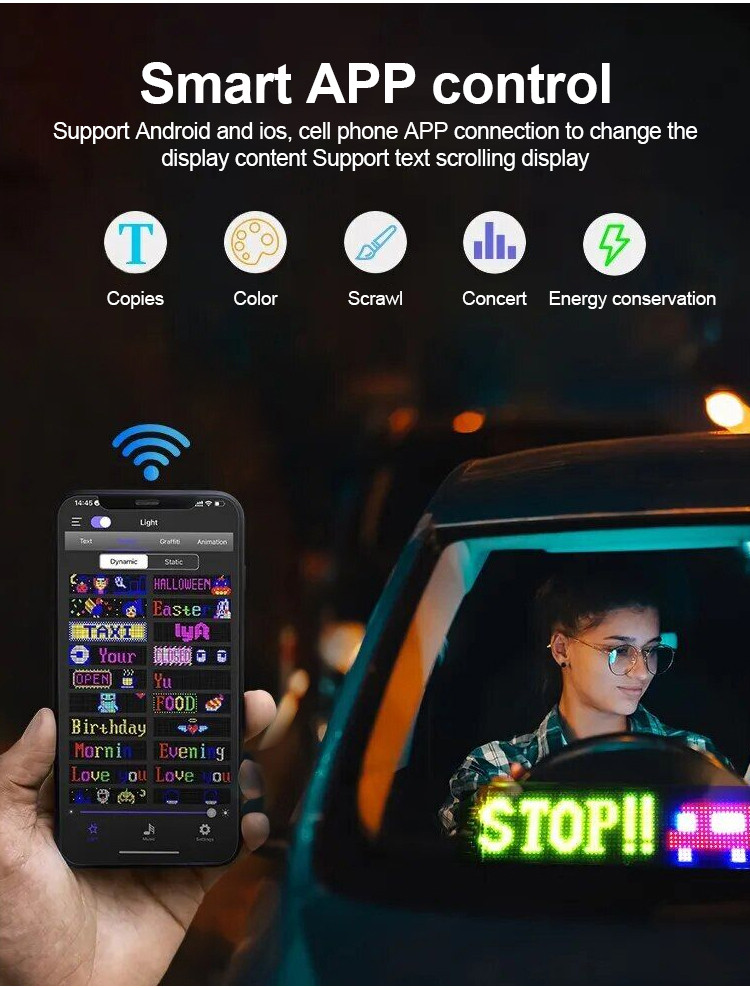 🔥Limited discount🔥Car Led Screen Soft Slim Full Color Bluetooth Touch ...