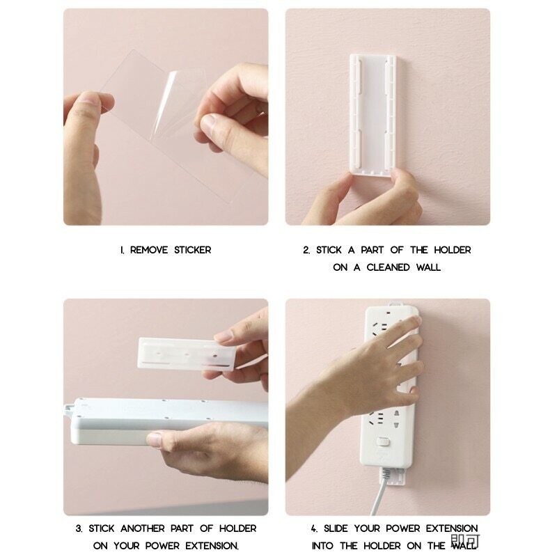 Power Plug Socket Holder Hook Hanger Wall Mounted Socket 墙壁走理线无痕神器 ...