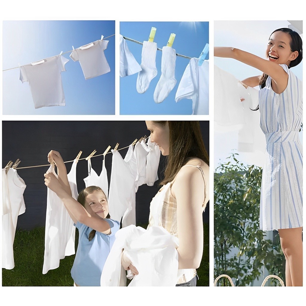 【10M】Heavy Duty Laundry Drying Clothesline Rope Portable Travel Nylon ...