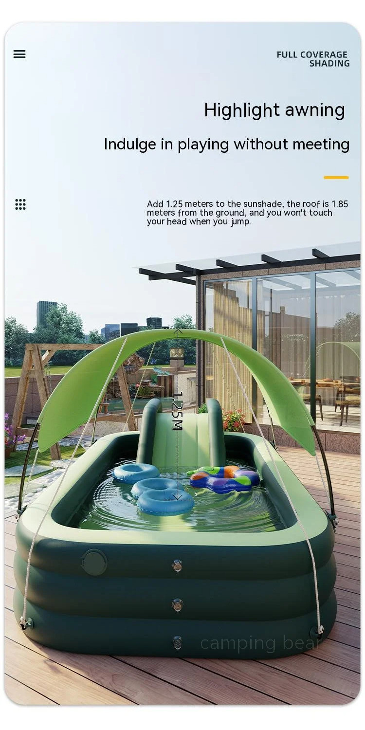Inflatable Swimming Pool Thick Sunshade Shed Slide Swimming Pool ...