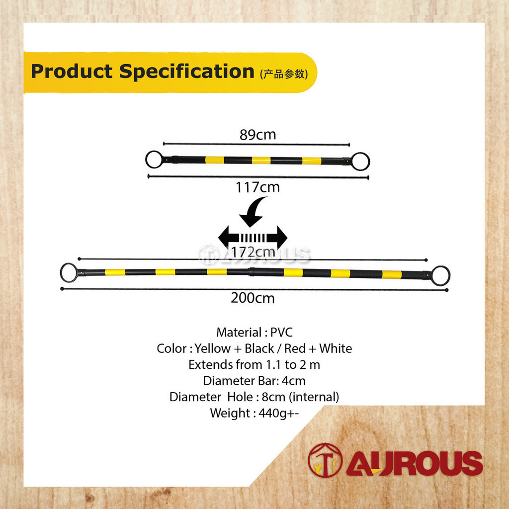 [Aurous] 2 Meter Expandable Retractable Cone Bar Pole Traffic ...