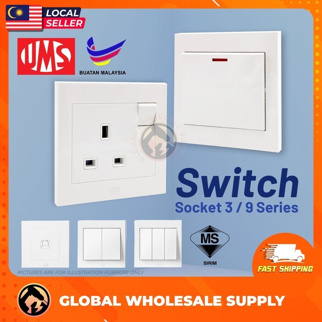 SIRIM UMS 3/ 9 SERIES Switch Socket Extension Outlet Plug Switches ...