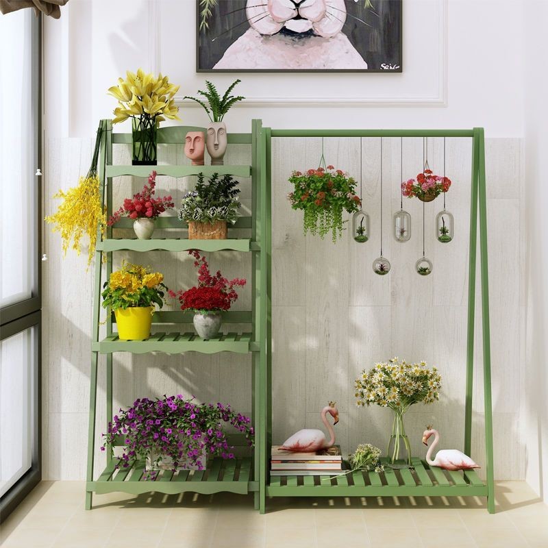 Kata Plant Rack Simple Potted Landscape Multi Balcony Solid Wood Wer ...