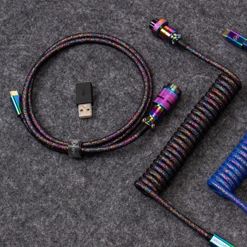 in stock Keychron keyboard plug-in cable spiral Typec data spring cable ...