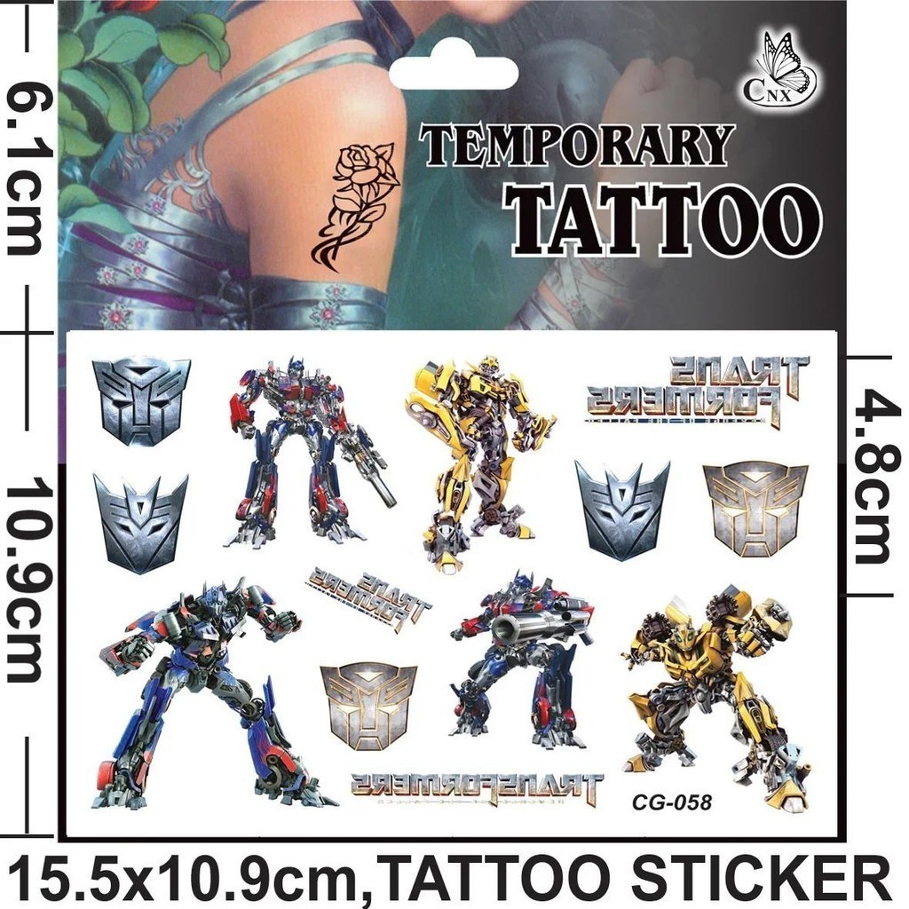Transformation Tattoo Stickers Waterproof Transformer Sticker Funny ...