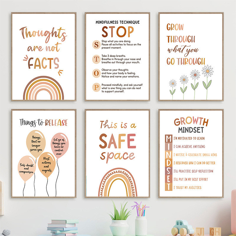 Boho Mental Health Wall Art Poster Print Picture Colorful Inspirational ...