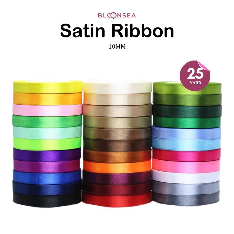 10mm Ribbon Satin Silk Premium 0.5 Inch Bouquet Ribbons Gift Lace Reben ...