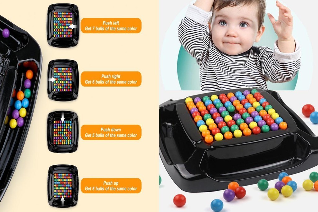 Clenp Elimination Board Game, Rainbow Ball Elimination Board Game Logical Thinking Educational Interactive Matching Play Toy for Kid Parent