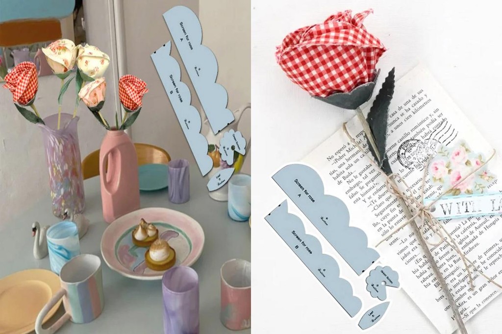 Plastic Rose Mold Fabric Rose Template Diy Rose Craft Template Set for ...