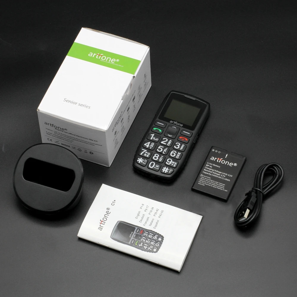 Artfone C1+ With Free Charging Dock C1 Big Rubber Keypad For Elderly ...