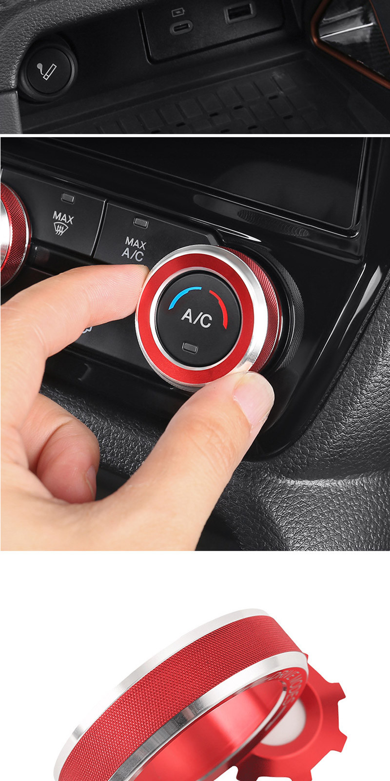 Car Stainless steel Air Conditioning volume control Knob For Ford ...