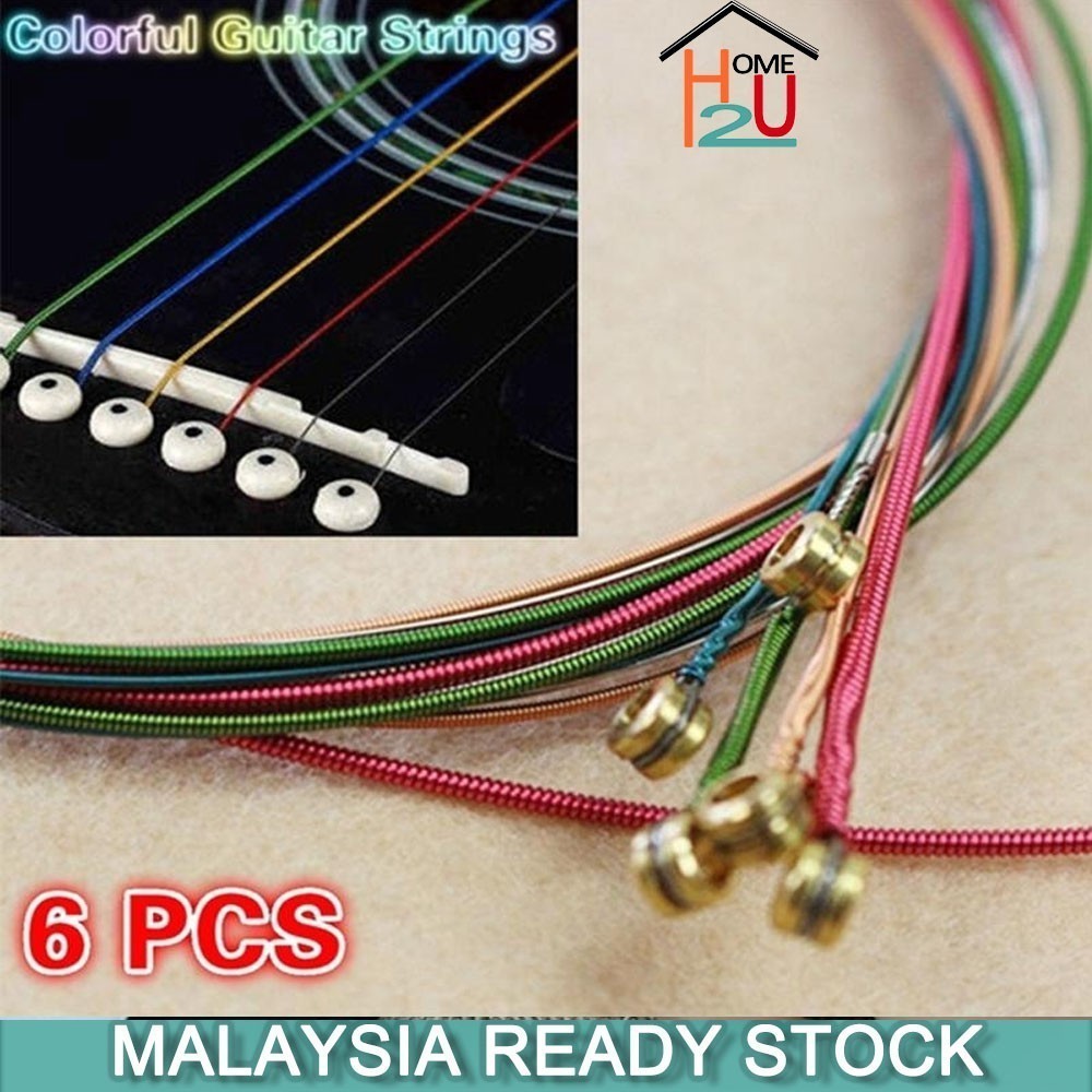 Rainbow color Acoustic guitar string Multi Colour Tali gitar akustik ...