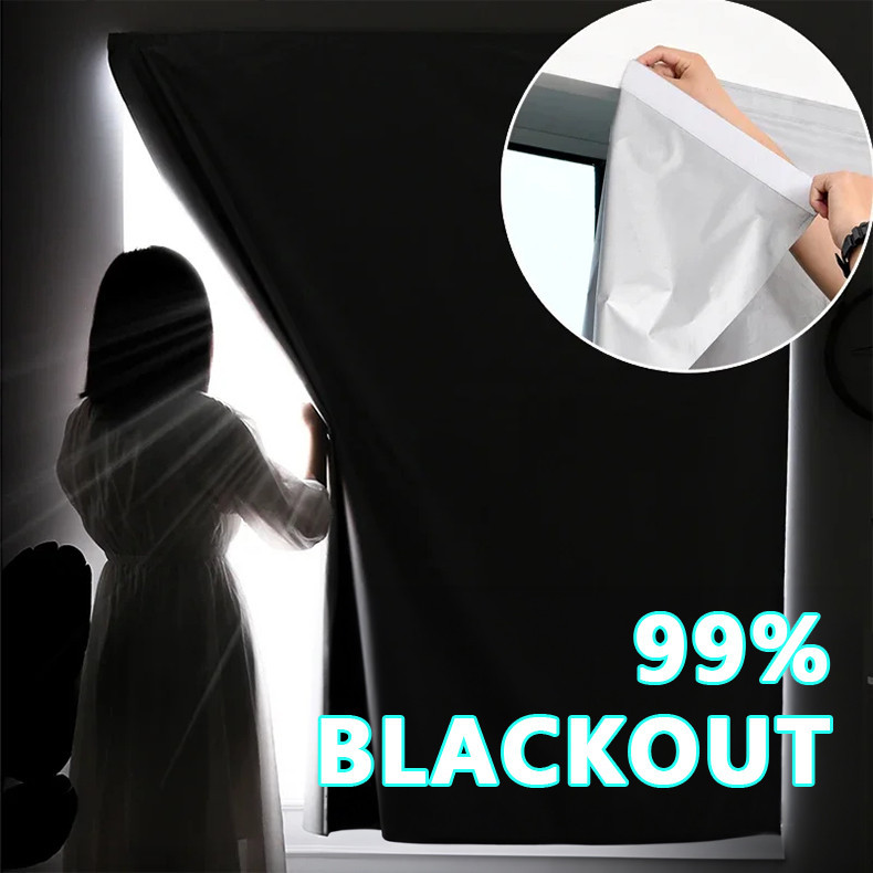 WEFILM Full Blackout Curtain Punch Free Waterproof Window Sunshade ...