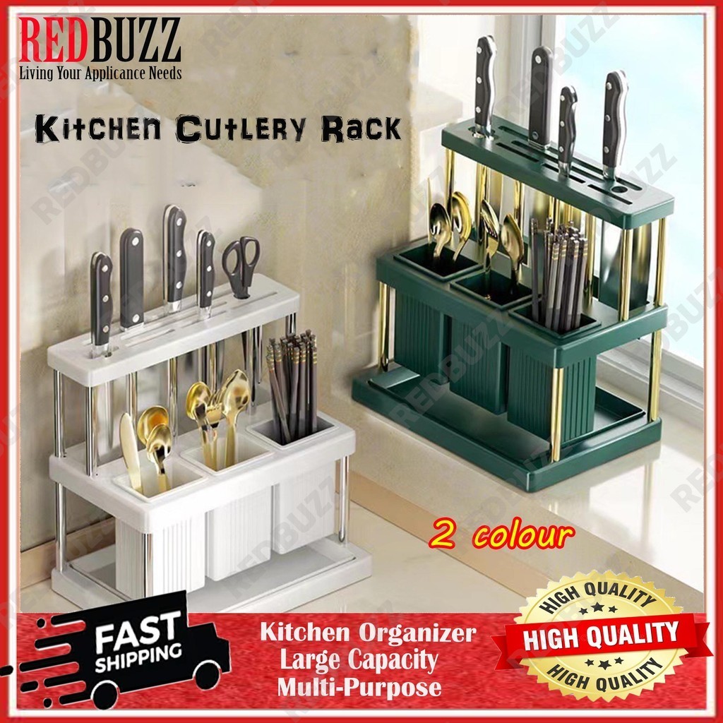 REDBUZZ Kitchen Rack Cutlery Chopstick Drainer Rak Pisau Rak Dapur Rak ...