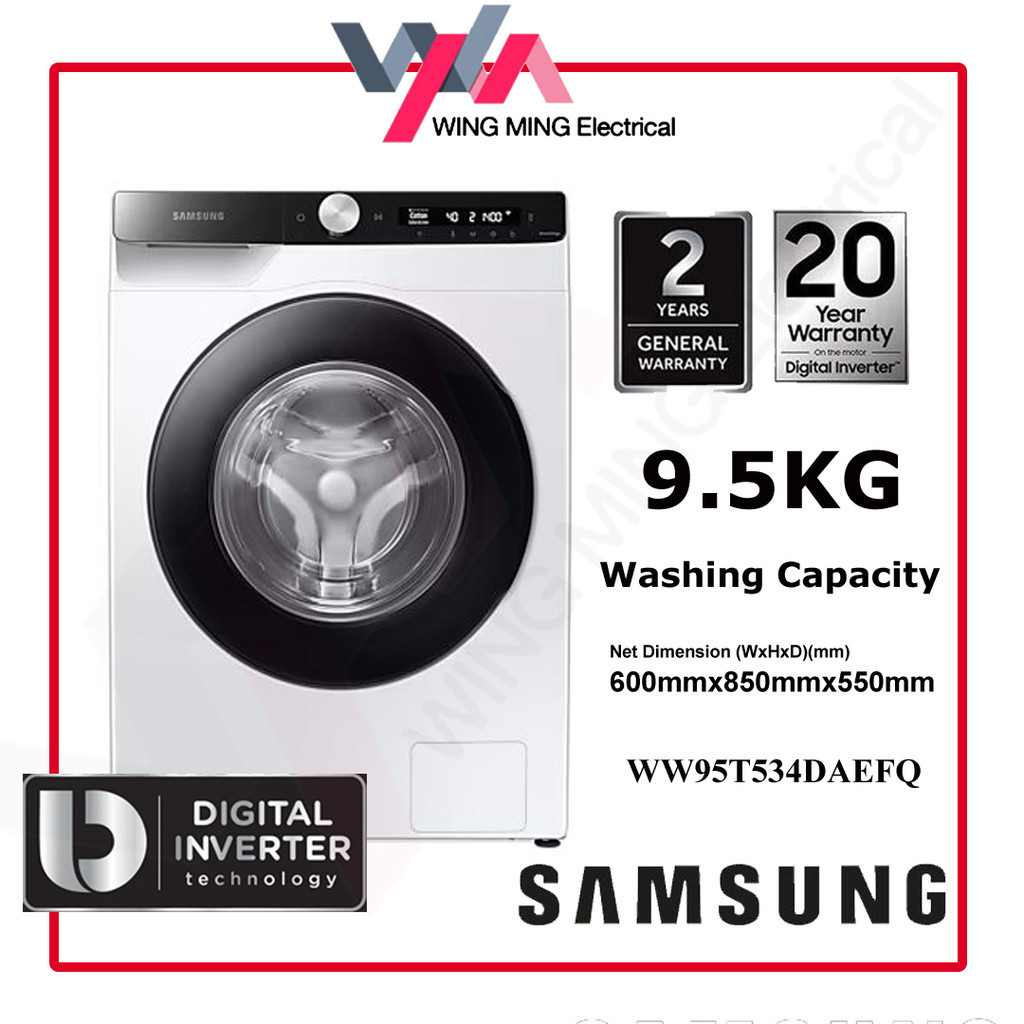 Samsung 9.5KG Front Load Washer Washing Machine Inverter (WW95T534DAE
