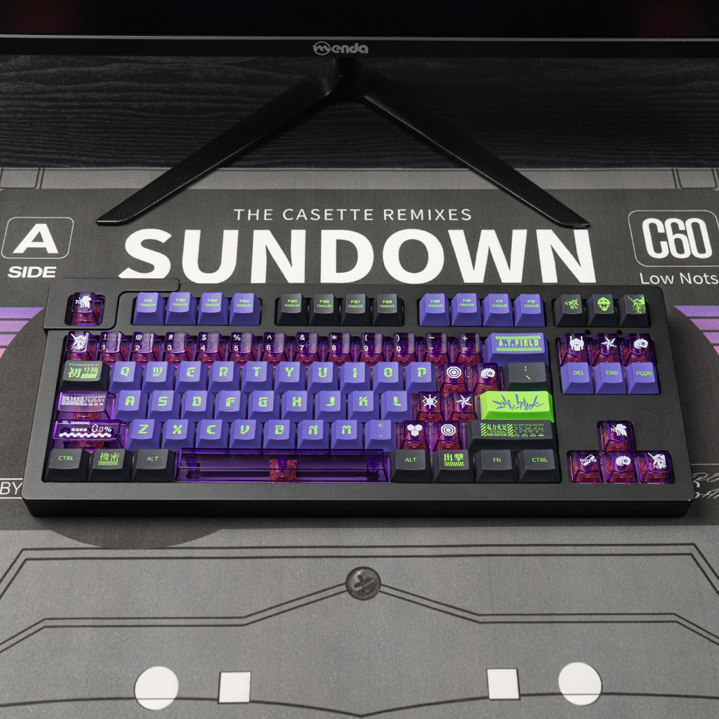 EVA-01 PBT+PC keycaps EVANGELION Purple Shine through keycaps set for ...