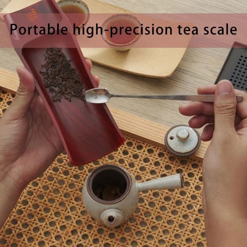 500g 0.1g Digital Scale Tea Spoon Kitchen Bar Scale Wood Electronic Tea ...