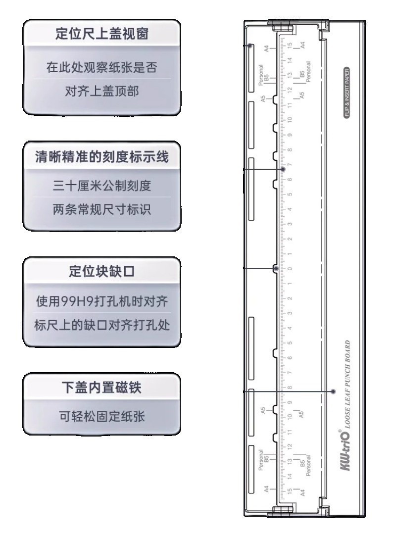 Combining Punch&Postioning Guide Ruler Set 6-Hole Punch Helper Punch ...