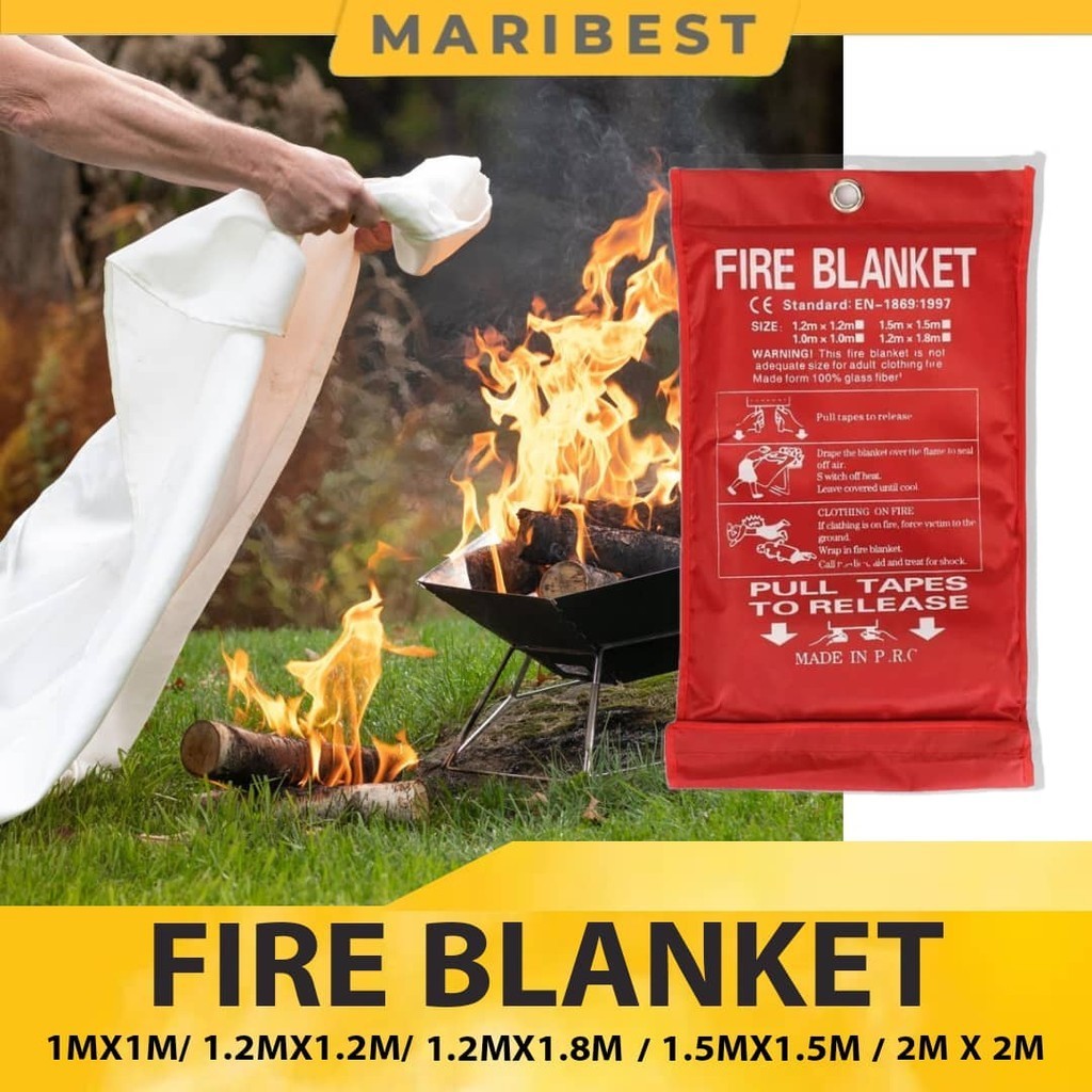 Home Fire Blanket Fiberglass Safety Fire Fighting Prevention 1m x 1m ...