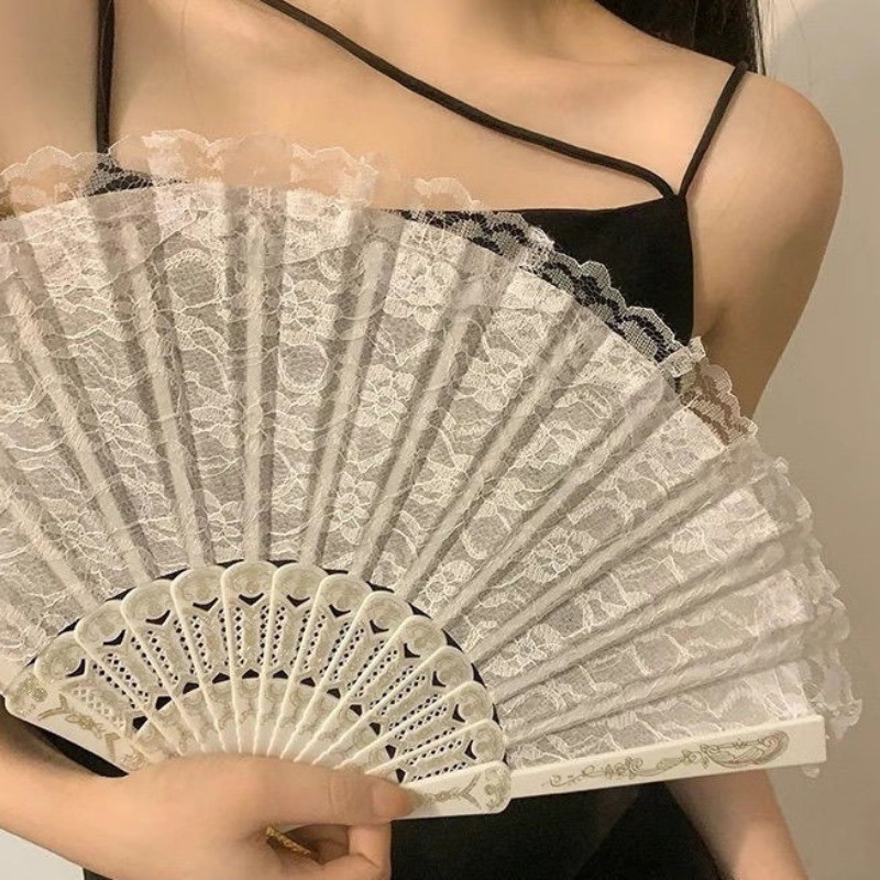 Lace Folding Hand Fan Craft Fan Chinese Style Dance Cloth Folding Fan ...