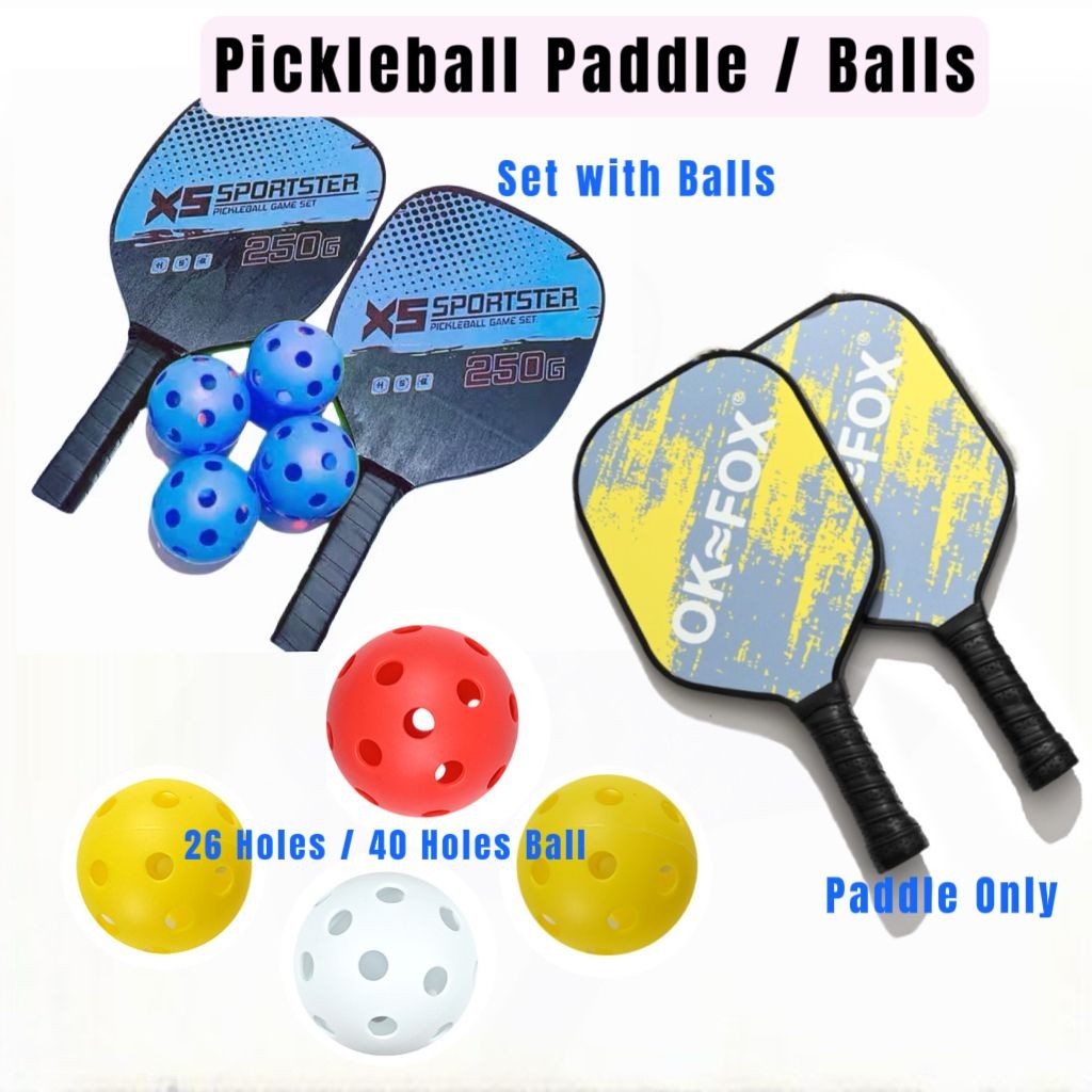 PPP Pickleball Paddle Set / 26 Holes / 40 Holes 74mm Pickleball Ball ...