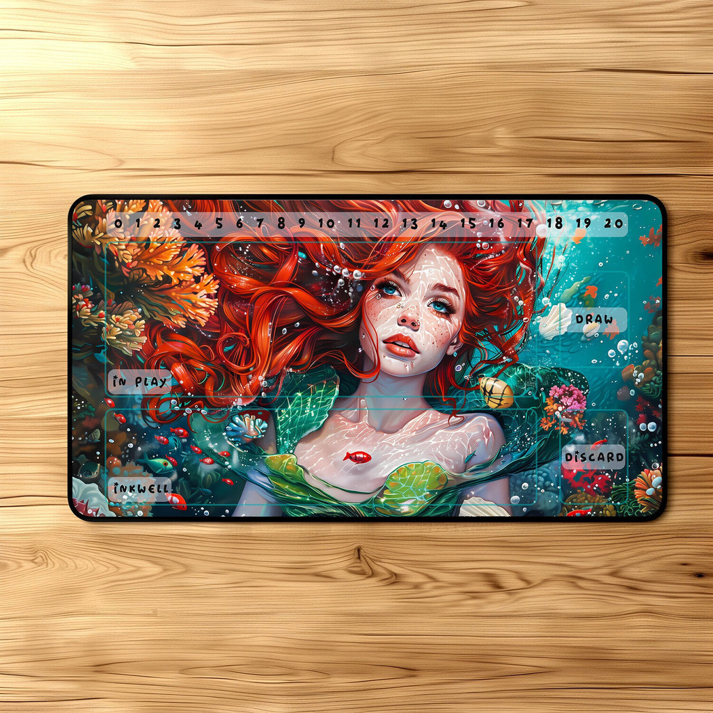 Lorcana Playmat Little Mermaid Underwater Illustration Designer Playmat for TCG Vibrant