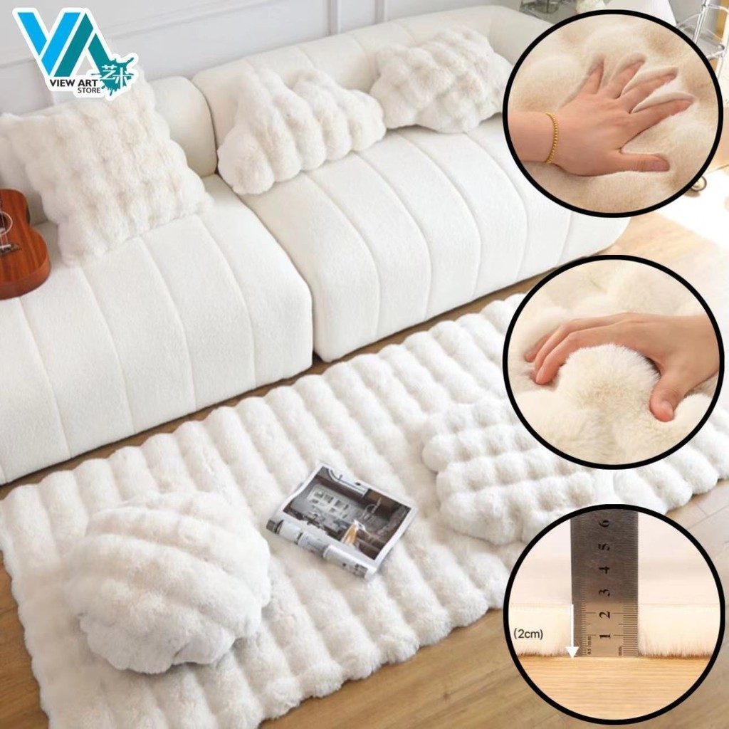 Thicken Rabbit Fluffy Plush Sofa Mat Rabbit Velvet Fur Rug Carpet ...