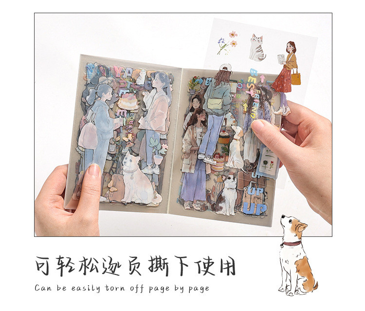 Journamm 20 Sheets Cute Girls Stickers PET Stickers Book Creativity ...
