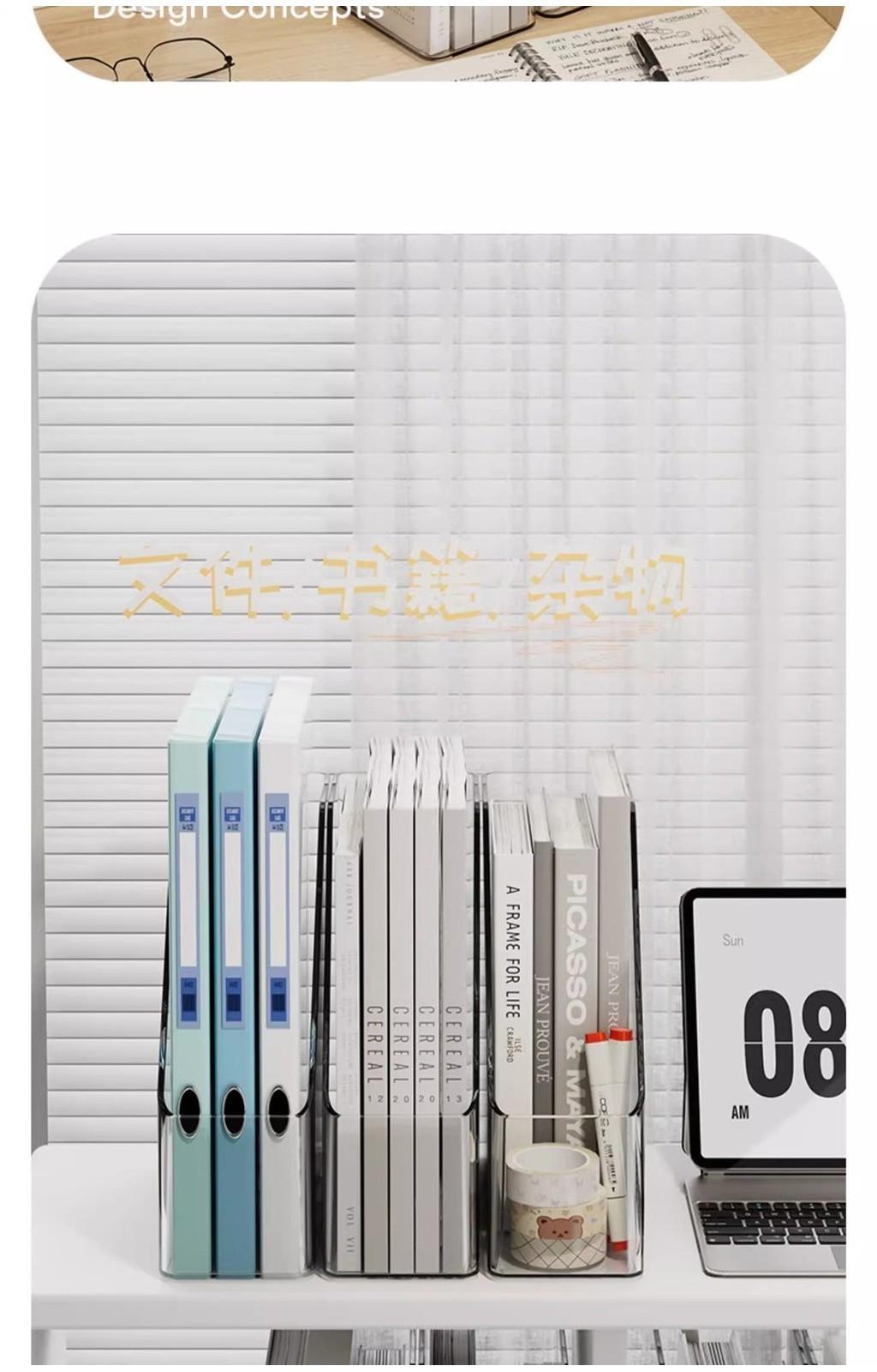 Transparent Desktop File Storage Rack Bookshelf Book Stand Table Shelf ...