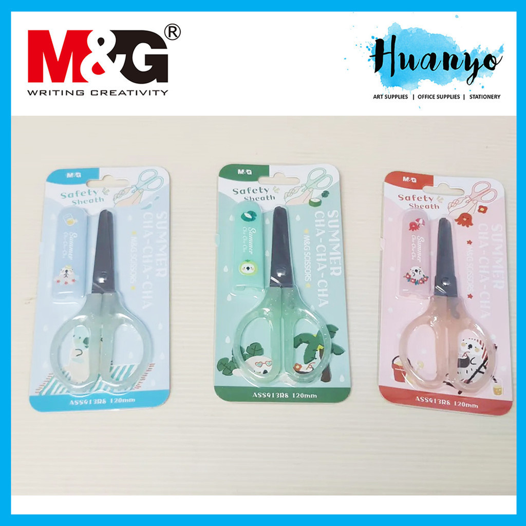 M&G Scissors with Safety Cover Blunt Tip 120mm / 4.7Inch Summer Cha-Cha ...