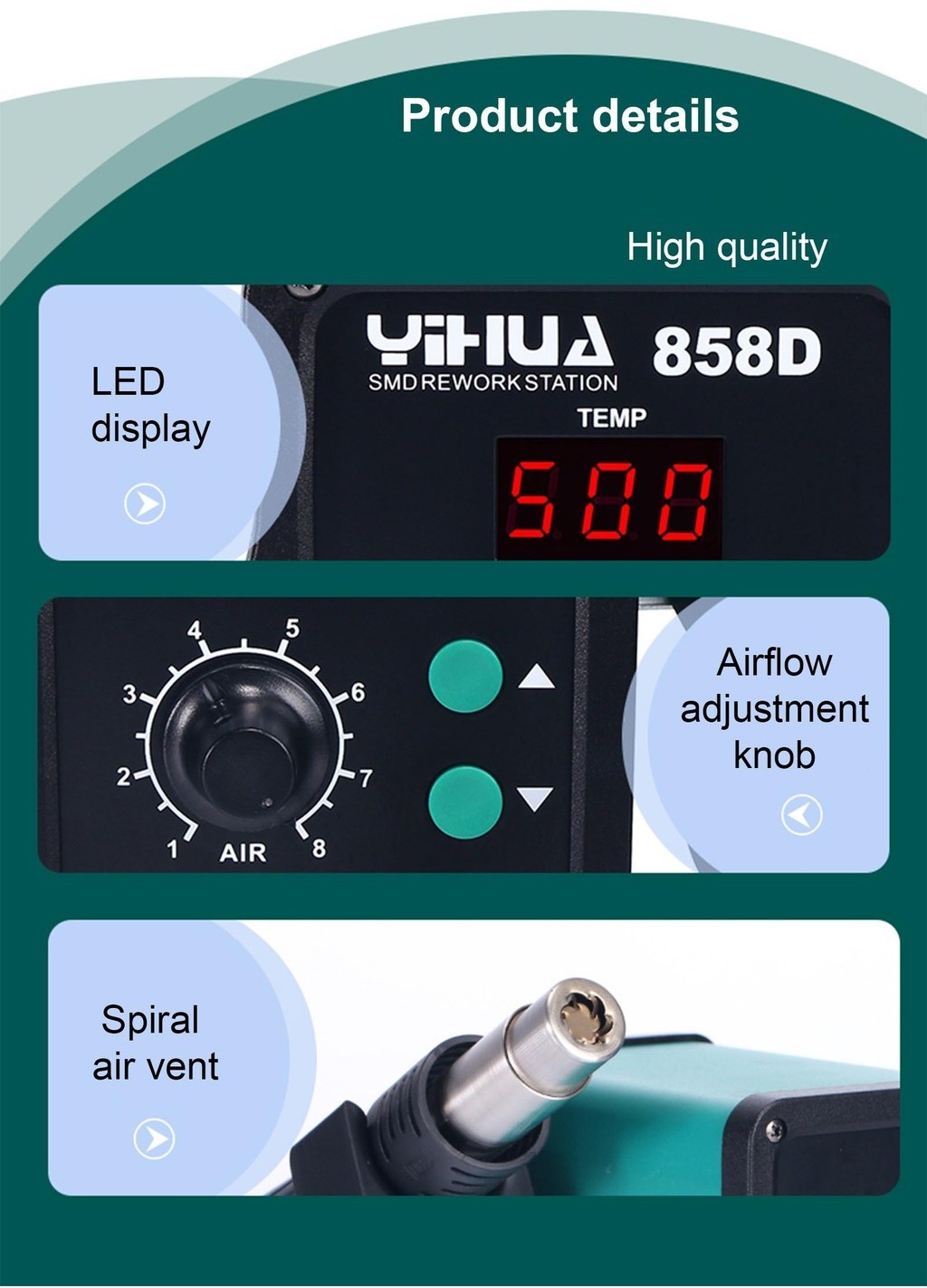 [Luminense] Yihua 858D Air Blower Rework Station LED Digital Display ...