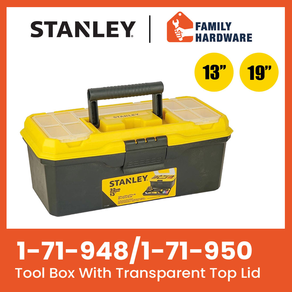 STANLEY 1-71-948 1-71-950 13'' 19'' Plastic Carrying Tool Box With Tray ...